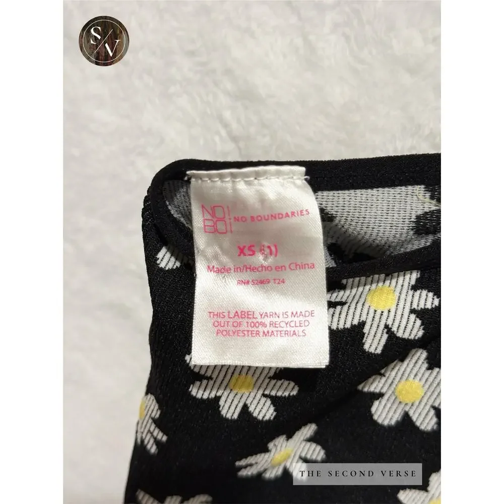 Halter Mini Dress Daisy Flower Y2K Retro Seamless Bodycon Size XS